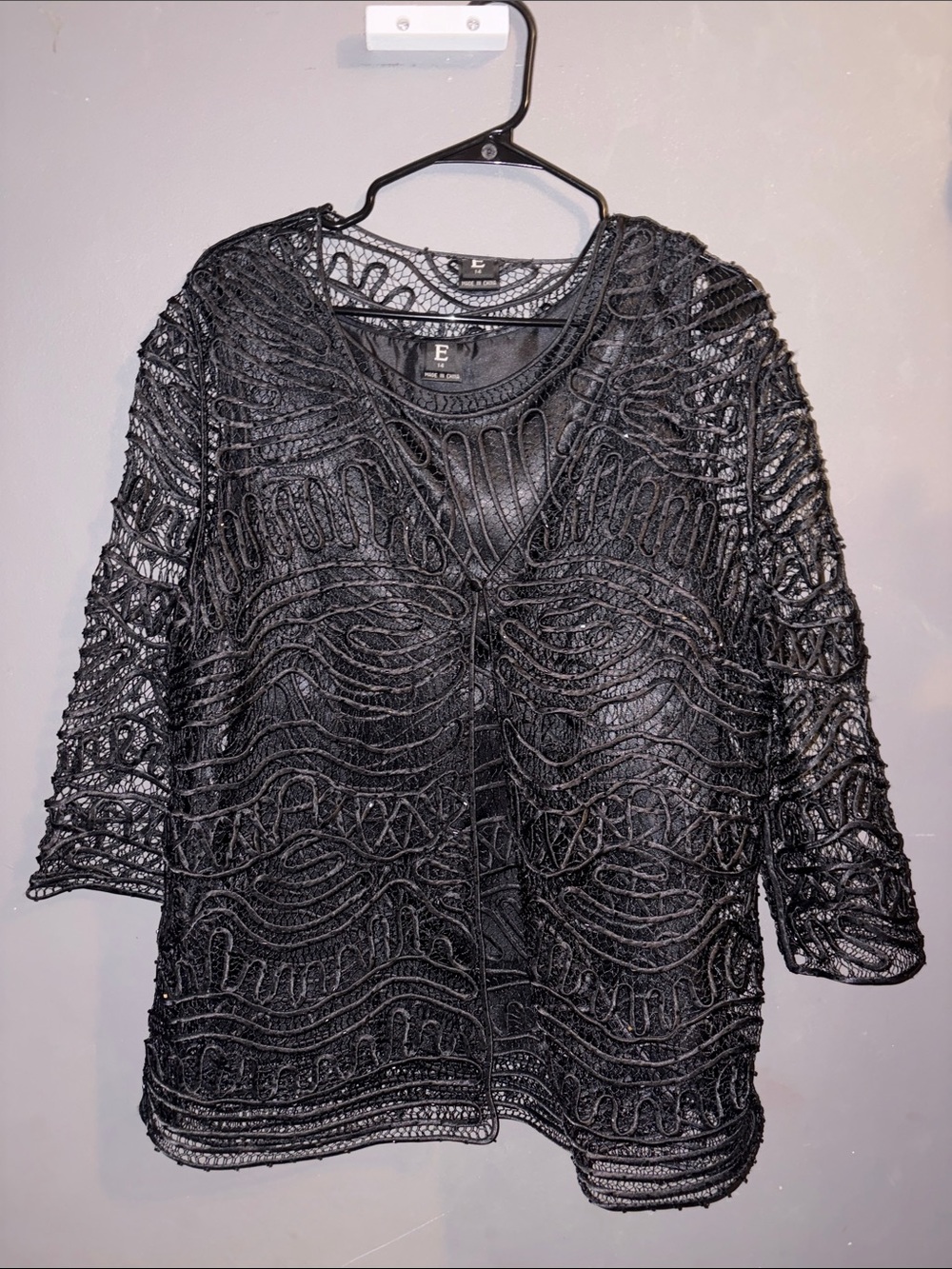 E 2 pc Black Elegant Blouse set